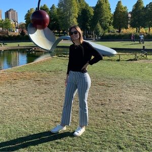 Anthropologie blue and white striped pants